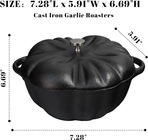 Vista 6 de Asador de ajo, asador de ajo de hierro fundido para parrilla de horno, sirve horneador de ajo asado fresco para cocina al aire libre, utensilios