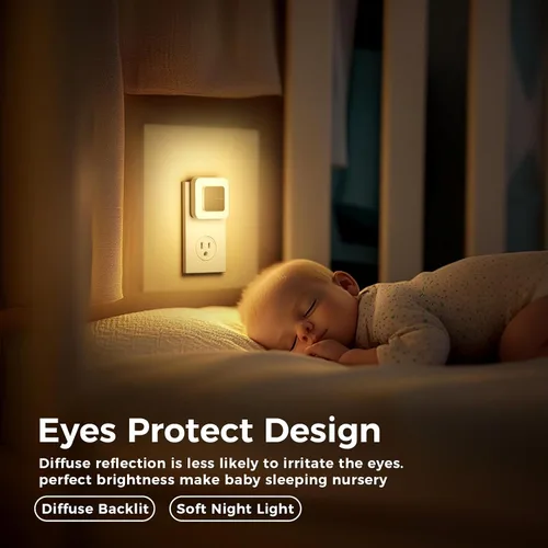 Vista 2 de Midea Las luces nocturnas se enchufan a la pared, luz nocturna blanca suave indirecta con sensor de atardecer a amanecer