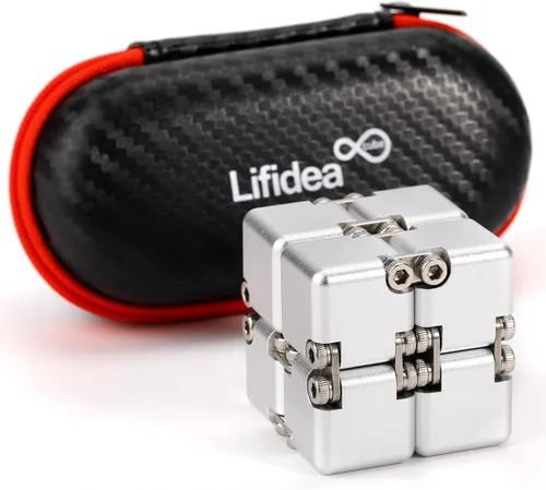 Vista 8 de Lifidea Cubo infinito de metal de aleación de aluminio (6 colores) juguete de escritorio de mano con estuche genial, cubo mágico infinito, alivia