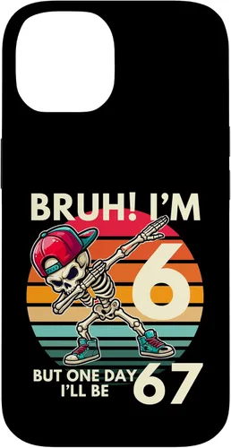 Vista 4 de Bruh I'm 6 But One-Day I'll Be 67 Retro 6th Birthday Kids Case for iPhone XR