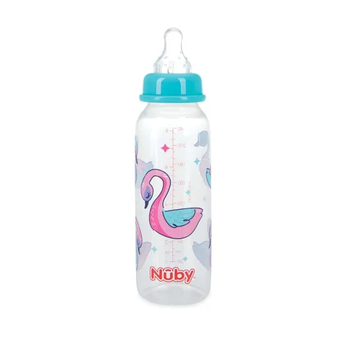 Vista 9 de Nuby Botella tintada de cuello estándar, 8 onzas, 1 paquete de 1 botella, los colores/patrones pueden variar