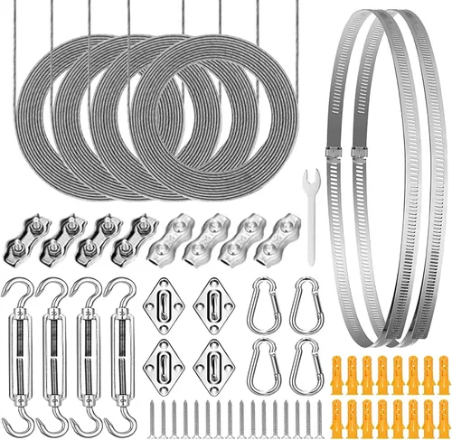 Vista 9 de Kit de accesorios para vela con cuerda de alambre de acero inoxidable 304 para cuadrado/rectangular/triángulo, kit de accesorios para toldo de vela