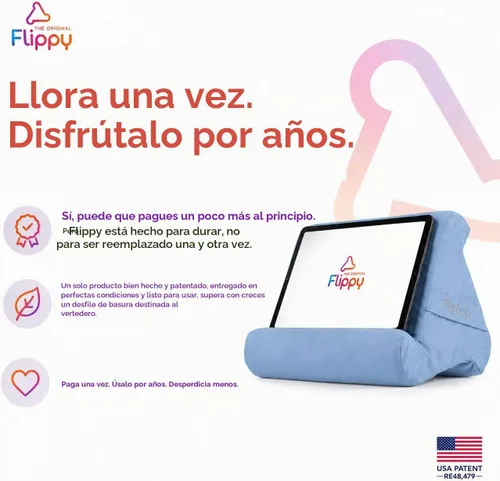 Vista 3 de Flippy Soporte de almohada original para tablet y soporte para iPad, regalo para amantes de los libros y lectores, soporte multiángulo con BlueHue