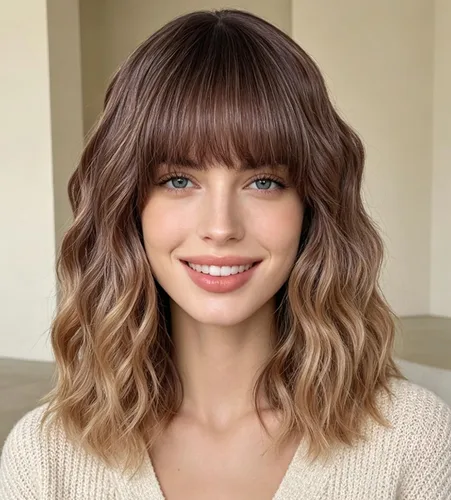 Vista 28 de Peluca negra con flequillo para mujeres negras, cabello rizado y ondulado de 14 pulgadas Negro