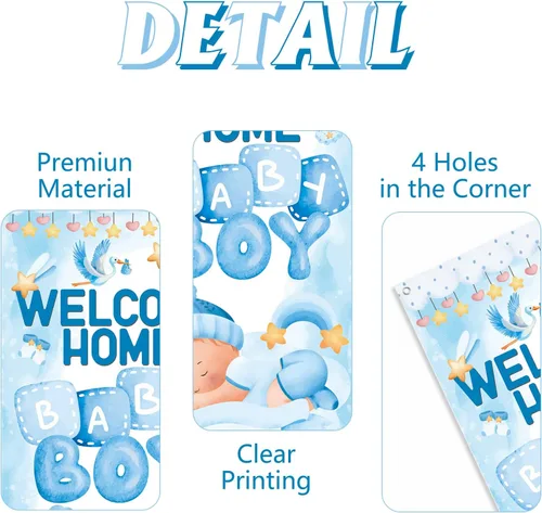 Vista 3 de Cartel de bienvenida a casa para puerta de bebé, baby shower, revelación de género, decoraciones para fiestas para niños, con texto en inglés "It's