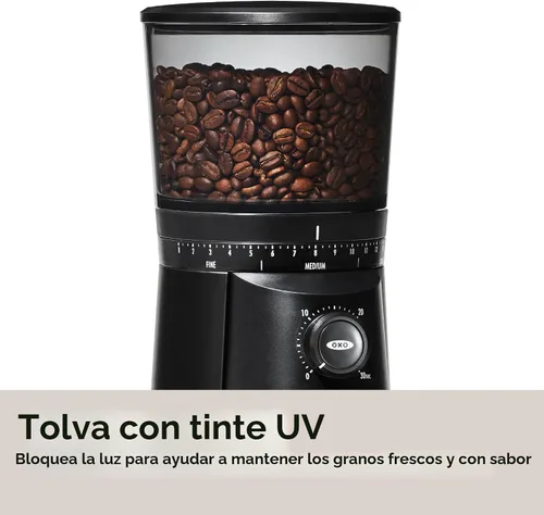 Vista 5 de OXO Brew - Molinillo de muelas cónicas - Negro mate, muelas de acero inoxidable, molienda inteligente automática de un toque