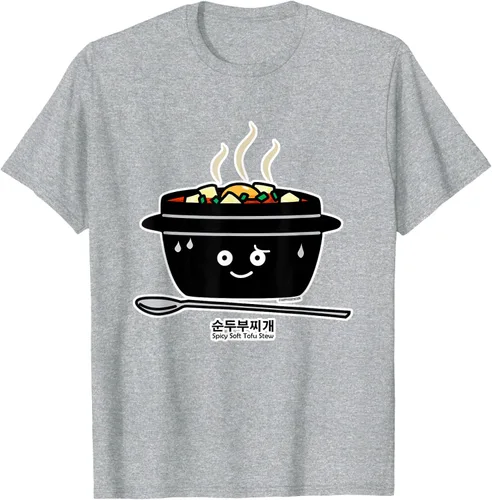 Vista 38 de Sopa coreana de guiso de tofu suave picante Sundubu jjigae huevo caliente, gris, S Negro
