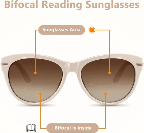 Vista 3 de EASY READ Pack de 2 lentes de sol bifocales para leer para mujer, lentes de sol modernos con protección UV400