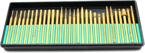 Vista 4 de TEMO Juego de 30 brocas de vidrio con revestimiento de diamante grueso de 0.039 in (1/32 pulgadas), grano 80 con vástago de 1/8 pulgadas