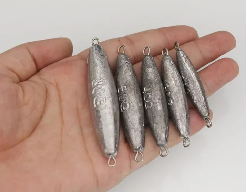 Vista 4 de Kit de plomos de arrastre en línea, pesos de pesca de doble anillo, balas de plomo/oliva para pesca de agua salada y agua dulce