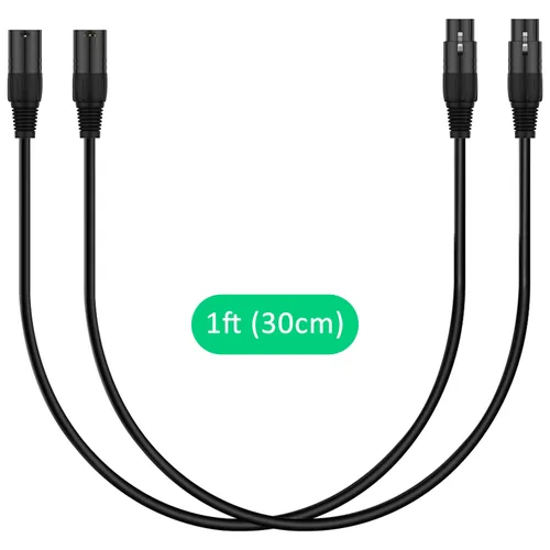 Vista 7 de J&D XLR Cable 2 unidades, adaptador de 3 pines a 5 pines (macho a hembra y hembra a macho) - Cable de micrófono DMX para audio e iluminación