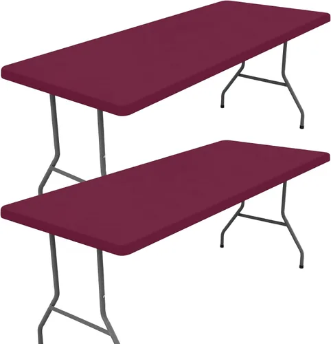 Vista 77 de Moosfor Paquete de 2 manteles rectangulares de elastano de 4 pies, elásticos y ajustables para pícnic, cubierta de mesa de patio elástica y lavable