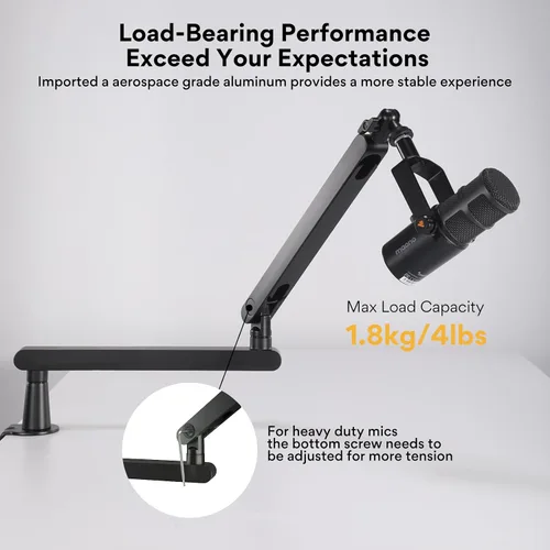 Vista 7 de MAONO Micrófono dinámico PD200X con brazo de brazo BA92 para podcast, estudio, transmisión, grabación, voz