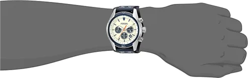 Vista 2 de Fossil cuarzo acero inoxidable y piel reloj automático de los hombres color azul Modelo ch3051