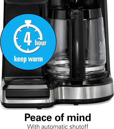 Vista 7 de Hamilton Beach - Cafetera de goteo de 2 vías y cafetera de una sola porción Hot & Iced Coffee Maker 12 Cup Glass Carafe AquaFlow Showerhead