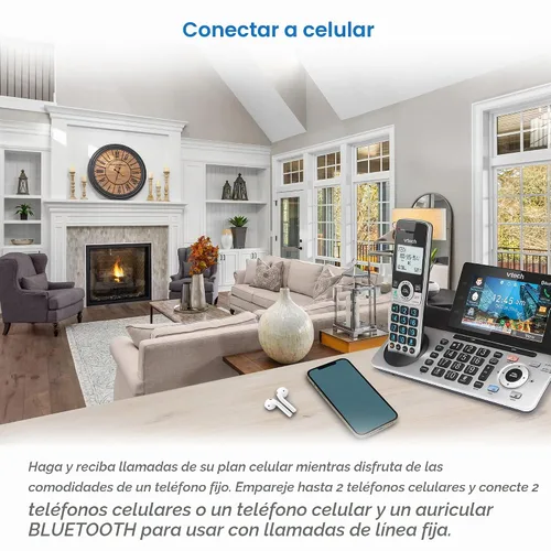 Vista 5 de VTech IS8251-3 - Teléfono inalámbrico de 3 manos de grado empresarial para oficina en casa, pantalla a color de 5", teclas de acceso directo