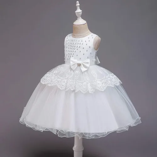 Vista 6 de Vestido para niña de flores para desfiles, vestidos formales de fiesta, boda, bordado de flores 3D, vestido de fiesta de encaje de tul
