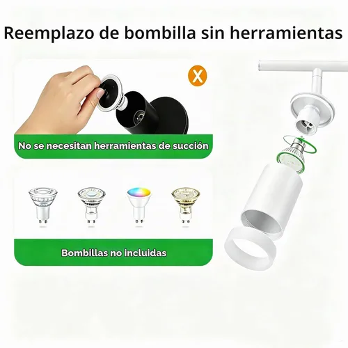 Vista 5 de Bojim Cabeza ajustable blanca del techo de los accesorios de iluminación de Blanco