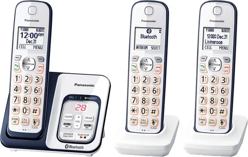 Vista 3 de Panasonic KX-TG7875S Link2Cell - Teléfono inalámbrico Bluetooth con reducción de ruido mejorada y contestador digital, 5 auriculares (negro/plata)
