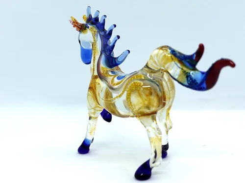 Vista 5 de Figuras en miniatura de unicornio soplado a mano, arte de cristal de fantasía, animales de fantasía, regalo coleccionable para decoración del hogar