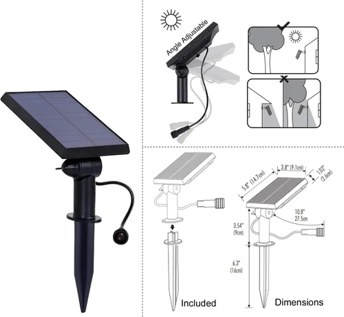 Vista 7 de Brightech Ambience Pro - Panel solar de repuesto, compatible solo con luces LED Brightech de 1 W con control remoto, luces de patio trasero y patio