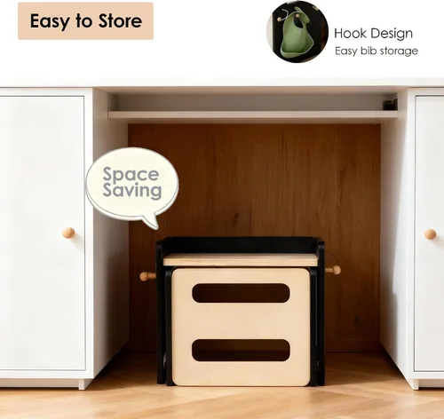 Vista 4 de bpmfkid Montessori - Juego de mesa y silla de destete – Diseño ajustable para niños pequeños, ideal para la hora de comer, aprender y jugar
