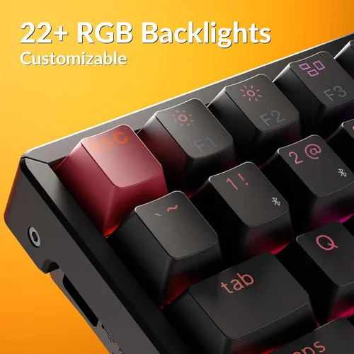 Vista 4 de Keychron K2 75% Layout QMK Teclado mecánico inalámbrico y con cable Interruptor súper rojo, marco de aluminio con retroiluminación RGB con teclas