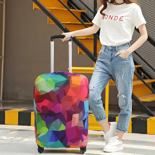 Vista 6 de Explore Land Funda para Equipaje de Viaje Protector de Maleta Aprobado por Aerolíneas se Ajusta a Maletas de 18-32 Pulgadas, Geometry, M