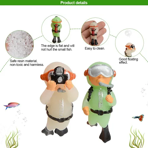 Vista 5 de AnRui Paquete de 2 decoraciones flotantes para pecera, decoración de acuario, dispositivo flotante, accesorios para pecera, adorno para jugar peces