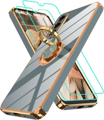 Vista 230 de Funda para Motorola Moto G 5G 2024: Funda Moto G Play 5G 2024 con 2 piezas de protectores de pantalla, soporte de anillo de rotación de 360°