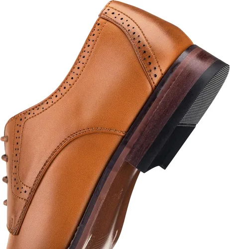 Vista 4 de Vostey Zapatos de vestir para hombre clásicos con punta de ala Brogue Oxfords