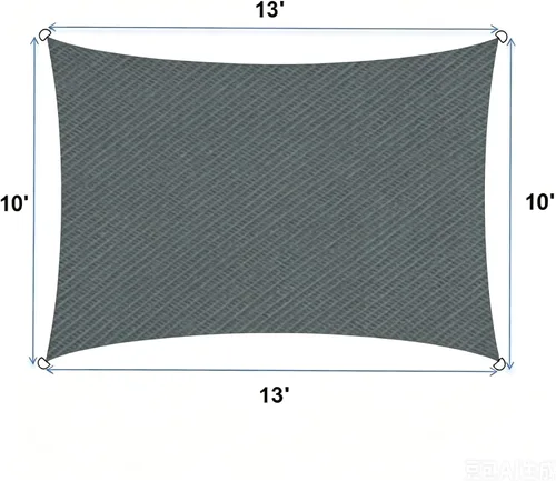 Vista 2 de Toldo rectangular de 10 x 13 pies (gris frío) - Bloqueo UV para patio y exteriores Resists Aging From Sun &Rain，Block UV 90%+ ，Cools 8—15℃，For