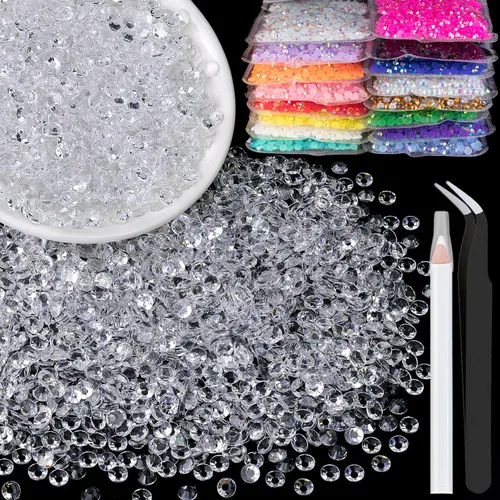 Vista 71 de 5000 piezas de 2mm de strass de resina a granel, strass de gel negros con parte posterior plana y redonda para embellecer sin termoadhesión, gemas