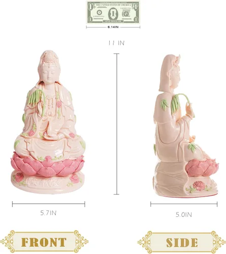 Vista 9 de ART PARK Estatua de Guan Yin de cerámica superior – Hecho a mano Quan Yin, Kwan Yin, Quan Am, Kuan Yin, Estatua de Guanyin para altar de meditación