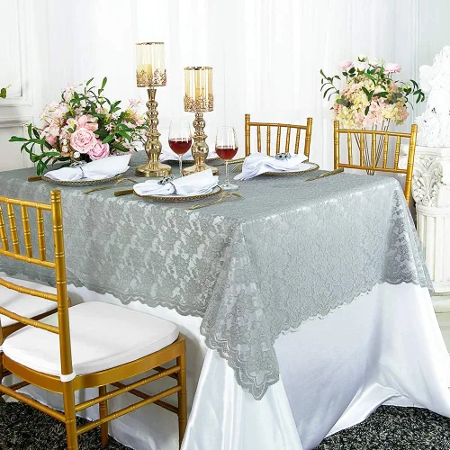 Vista 10 de Superposiciones de encaje de 54 x 108 pulgadas, manteles de encaje rectangulares, manteles de encaje rectangulares, manteles de encaje