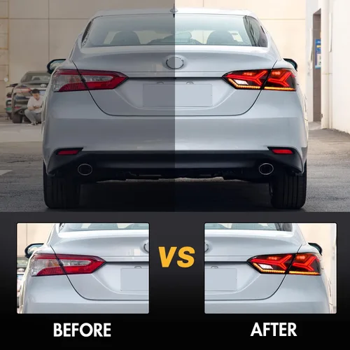 Vista 6 de T T-ABC Faros delanteros y luces traseras para Toyota Camry Faro y Luz Trasera 2018-2024 LE XLE SE XSE TRD Faro 6 Lente 8ª Generación Accesorios