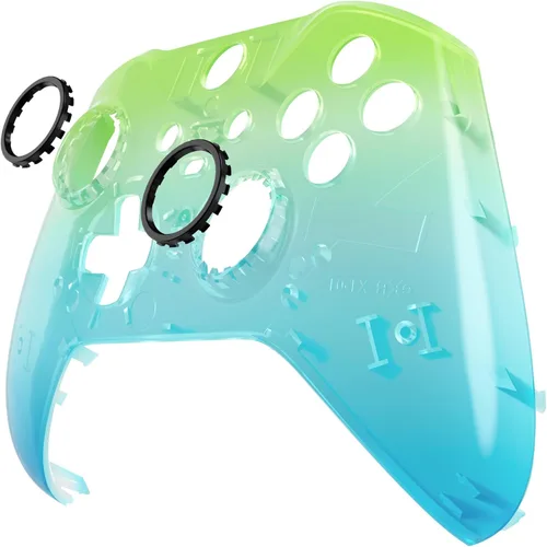 Vista 6 de eXtremeRate Gradient Translucent Green Blue Front Housing Shell Case Replacement Kit for Xbox One Elite Series 2, Xbox Elite 2 Core Controller