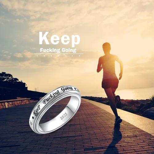Vista 2 de Anillo giratorio I am Loved de plata de ley 925 con frase lunar para aliviar la ansiedad y el estrés para personas con TDAH autismo para hombres