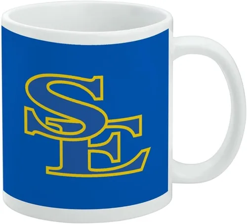 Vista 432 de Taza de cerámica con el logotipo principal de la Universidad Rider, taza de regalo novedosa para café, té y bebidas calientes, 11oz, blanca