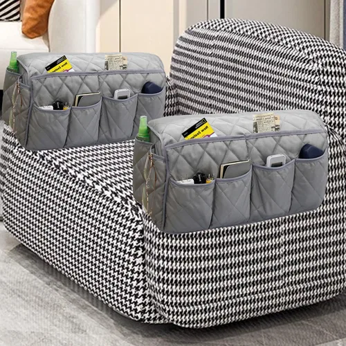Vista 13 de MEHIDFY Organizador de sillón, organizador de reposabrazos de sofá impermeable, organizador de sillón reclinable antideslizante, soporte para mando