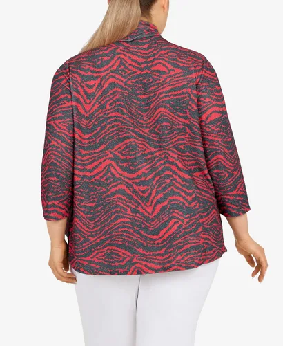 Vista 6 de Ruby Rd. Top metálico de rayas de cebra para mujer de talla grande