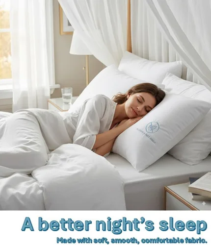 Vista 4 de Paquete de 2, 100 % algodón Percal de 250 hilos con cremallera, fundas de almohada