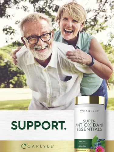Vista 6 de Carlyle Suplemento antioxidante 100 cápsulas Complejo nutricional Vitamina A, C, E Fórmula sin OMG, sin gluten