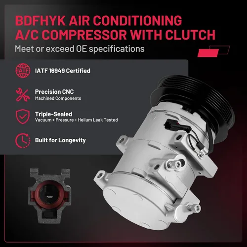 Vista 5 de BDFHYK 57197 Compresor de CA con embrague compatible con Hyundai Santa Fe 2003-2006 y XG350 2002-2005 3.5L, XG300 2001 3.0L, compatible con Kia