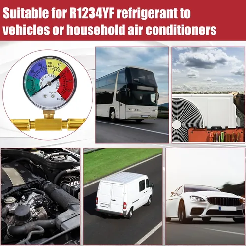 Vista 6 de R1234YF Manguera de carga de refrigerante, kit de tubería de recarga de refrigerante de aleación de aluminio, con grifo abrelatas de 1/2 LH Tipo A