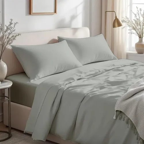 Vista 7 de Bluemoon Homes Sábanas de Algodón Egipcio de 800 Hilos Tamaño Twin Paquete de 2 - Juego de Sábanas de 4 Piezas Elástico Completo Sábana Ajustable