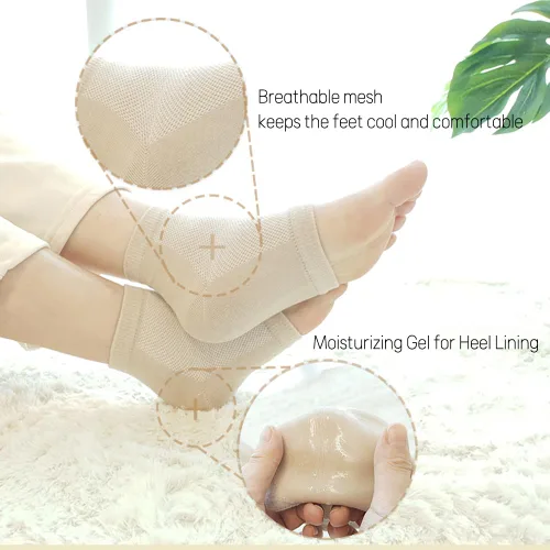 Vista 2 de Calcetines hidratantes de talón de gel para reparar el talón seco y agrietado, suaviza, calma y revitaliza tus pies, para hombres y mujeres