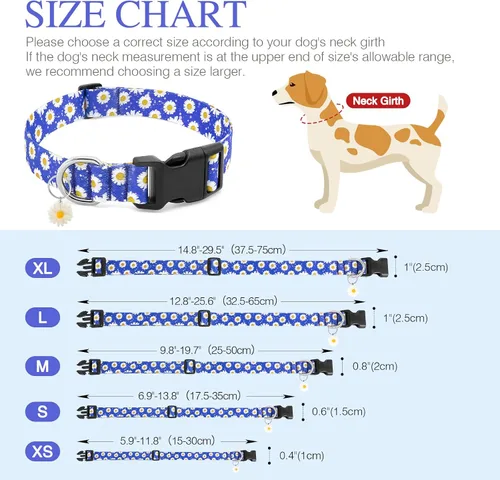 Vista 6 de Collares florales para perros grandes, collares suaves y lindos para perros y niñas, collar de flores bonitas con dijes de margaritas, regalo