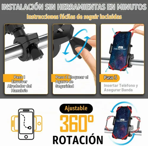 Vista 6 de TruActive Soporte Premium para Teléfono de Bicicleta Soporte Universal para Teléfono Celular para Teléfonos de 4"-7" pulgadas Incluye 6 Bandas
