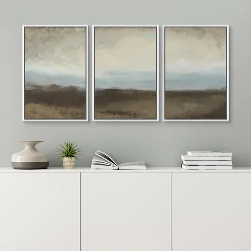 Vista 383 de wall26 Lienzo enmarcado para pared, juego de arte de acuarela pastel, paisaje rural, ilustraciones con formas abstractas, arte moderno, decorativo